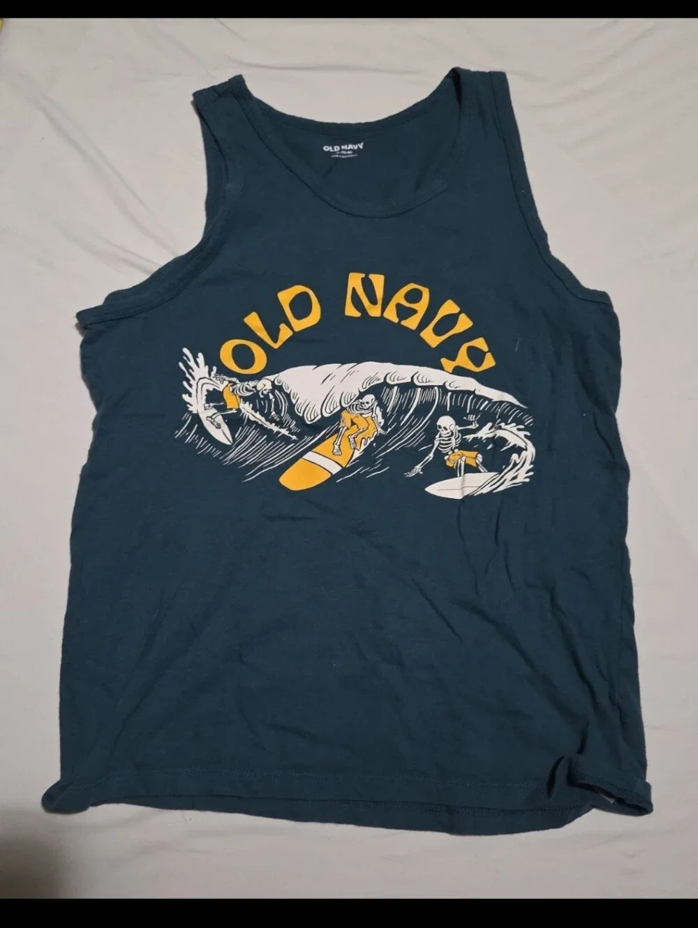 Old navy boys 14-16 green surfing skellington tank top #23